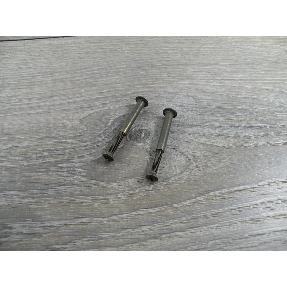 2x Flat Head Binding Screws Cross Drive Posts Books Leather Brass Tone 1-1/4